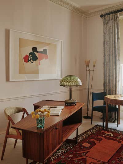  Mid-Century Modern Art Deco Family Home Workspace. Belgravia Townhouse by Max Dignam Interiors.