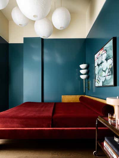  Contemporary Mid-Century Modern Apartment Bedroom. City Pied-À-Terre by Lisa Tharp Design.