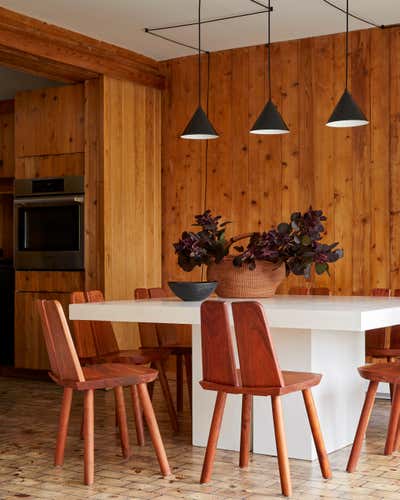  Craftsman Organic Vacation Home Dining Room. Catskills A-Frame by BHDM Design.