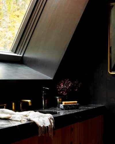 Craftsman Vacation Home Bathroom. Catskills A-Frame by BHDM Design.