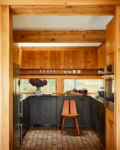  Transitional Organic Vacation Home Kitchen. Catskills A-Frame by BHDM Design.