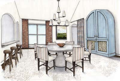  Transitional Family Home Dining Room. Renderings by Modern Menagerie Interiors, Ltd. Co..