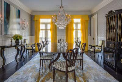  Hollywood Regency Family Home Dining Room. Greenwich Colonial by Lisa Frantz Interior.