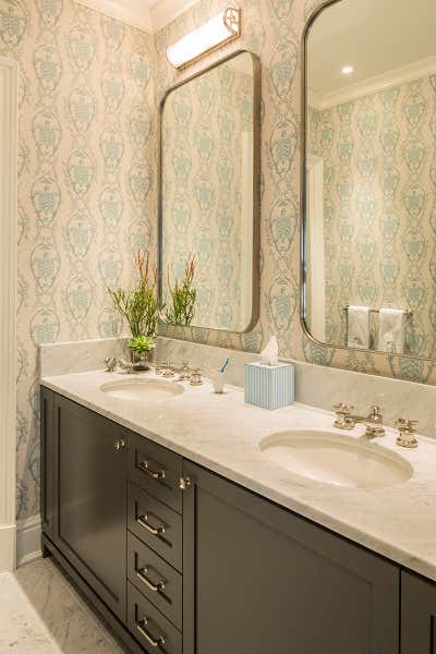  Transitional Family Home Bathroom. Greenwich Colonial by Lisa Frantz Interior.