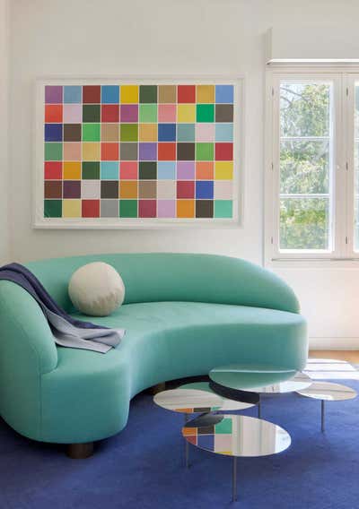 Contemporary Living Room. No Ordinary Blue by alisondamonte.