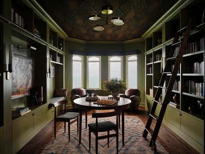  Eclectic Transitional Family Home Office and Study. LAKESHORE by Sarah Montgomery Interiors.