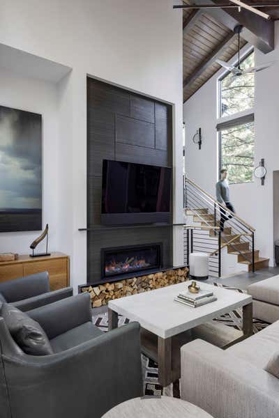  Modern Minimalist Vacation Home Living Room. Truckee Mountain Home Interior Design by Haven Studios.