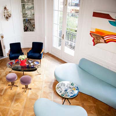  French Mid-Century Modern Apartment Living Room. French Residence by Marcelo Lucini Studio.