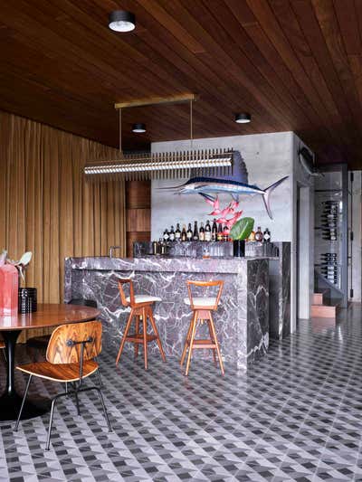  Mid-Century Modern Family Home Bar and Game Room. Kyle Bay House by Greg Natale.
