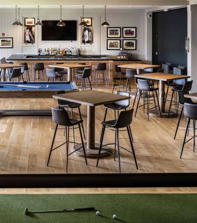 Modern Bar and Game Room. Quaker Ridge Golf Club by Douglas Graneto Design.
