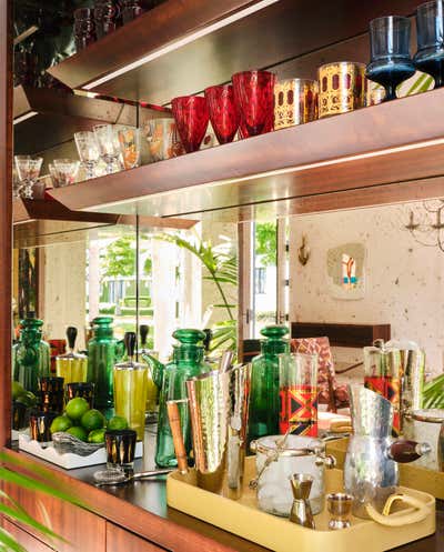  Maximalist Tropical Family Home Bar and Game Room. A Pink House at Vero Beach by Hamilton Design Associates.
