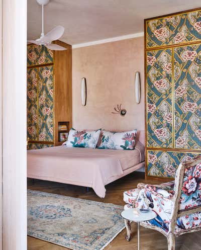 Maximalist Bedroom. A Pink House at Vero Beach by Hamilton Design Associates.