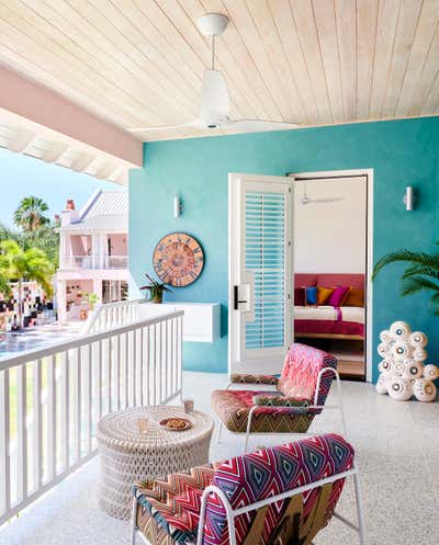  Family Home Exterior. A Pink House at Vero Beach by Hamilton Design Associates.