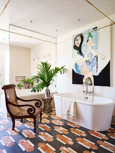 Tropical Bathroom. A Pink House at Vero Beach by Hamilton Design Associates.