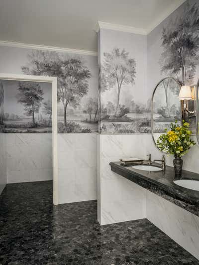 French Mixed Use Bathroom. Jordan Vineyard and Winery Lobby by Maria Khouri Haidamus Interiors.