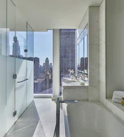 Mid-Century Modern Apartment Bathroom. The Baccarat Hotel by Roughan Interior.