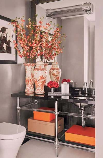 Mid-Century Modern Apartment Bathroom. Central Park West  by Roughan Interiors.