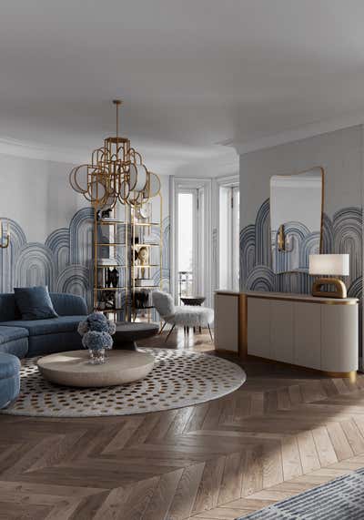  Mid-Century Modern Bedroom. Knightsbridge Apartment by Studio Shanati.