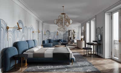  Mid-Century Modern Bedroom. Knightsbridge Apartment by Studio Shanati.