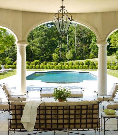  English Country Country House Patio and Deck. Stately Manor by Douglas Graneto Design.