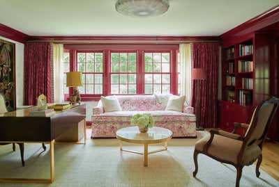  Transitional Family Home Office and Study. Colorful Colonial by Douglas Graneto Design.