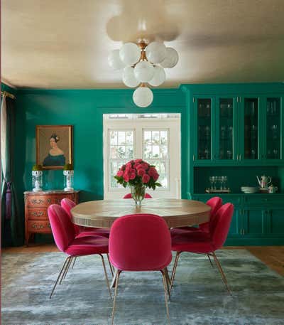  Transitional Dining Room. Colorful Colonial by Douglas Graneto Design.