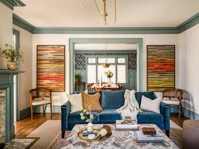  Transitional Family Home Living Room. Colorful Seattle Tudor by The Residency Bureau.