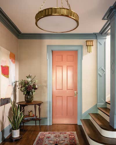  Transitional Maximalist Family Home Entry and Hall. Colorful Seattle Tudor by The Residency Bureau.