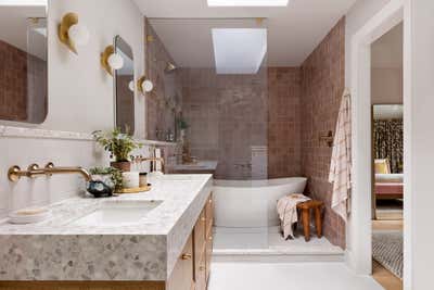  Maximalist Mid-Century Modern Family Home Bathroom. Midcentury Modern Remodel by The Residency Bureau.