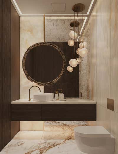  Art Deco Mid-Century Modern Apartment Bathroom. 53 West 53 Residence by Astute Studio.