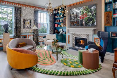  Maximalist Apartment Living Room. Beacon Hill  by Favreau Design.
