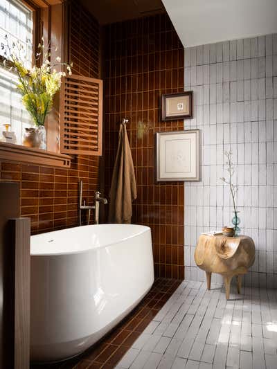  Rustic Mid-Century Modern Bathroom. Kips Bay Showhouse NY 2023 by PROJECT AZ.