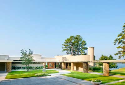  Southwestern Family Home Exterior. Tyler Lake House by Mary Anne Smiley Interiors LLC.