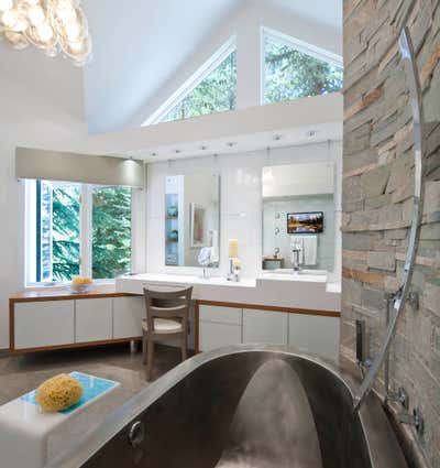  Rustic Vacation Home Bathroom. Vail Getaway  by Mary Anne Smiley Interiors LLC.