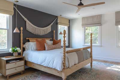  Country Family Home Bedroom. Midcentury Craftsman by Anja Michals Design.