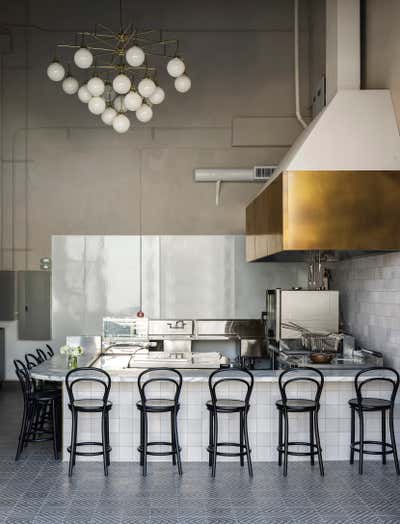  French Minimalist Restaurant Kitchen. Oyster Bar by Anja Michals Design.