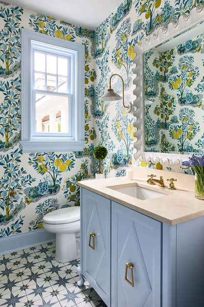  Preppy Family Home Bathroom. Garfield Fieldstone by Sarah Vaile Design.