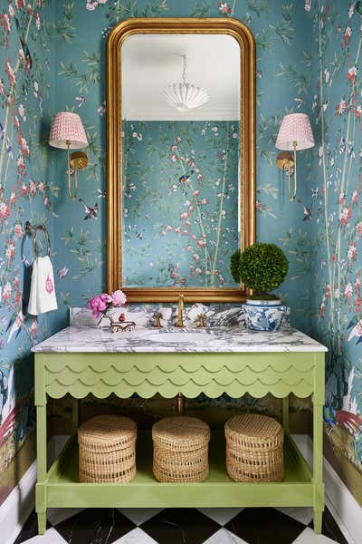  Preppy Bathroom. Garfield Fieldstone by Sarah Vaile Design.