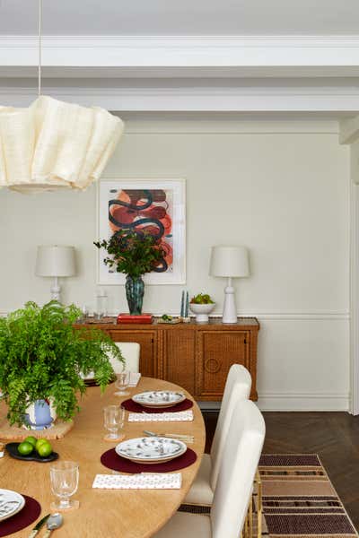 Transitional Dining Room. Apartment on Central Park West  by Sarah Lederman Interiors.