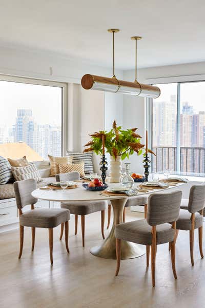 Transitional Dining Room. Madison Avenue Pied-A-Terre  by Sarah Lederman Interiors.