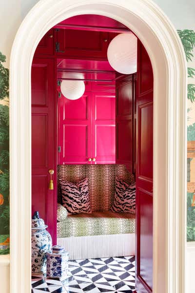  Hollywood Regency Family Home Bathroom. Lake Forest Showhouse  by Sarah Vaile Design.