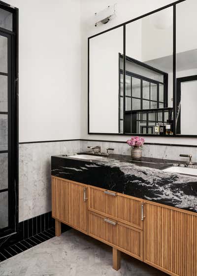 Transitional Apartment Bathroom. Tribeca Primary Bath  by Lewis Birks LLC.