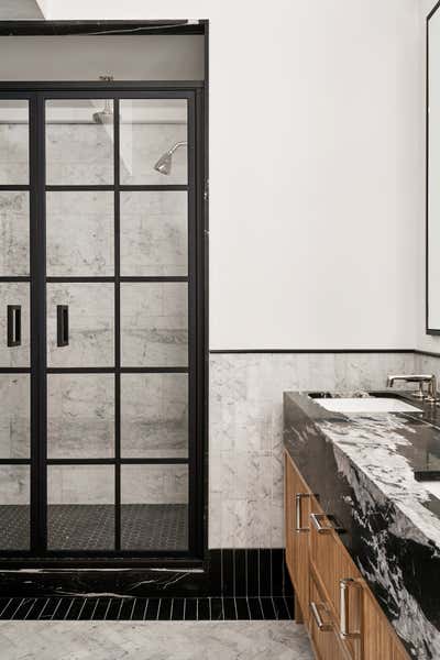  Art Deco Mid-Century Modern Apartment Bathroom. Tribeca Primary Bath  by Lewis Birks LLC.