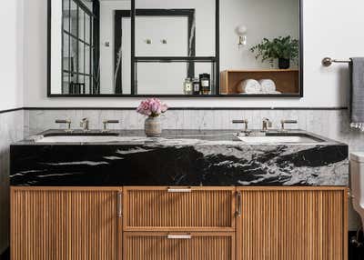  Mid-Century Modern Apartment Bathroom. Tribeca Primary Bath  by Lewis Birks LLC.