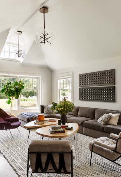  Modern Family Home Living Room. Manhasset Home by Hilary Matt Interiors.