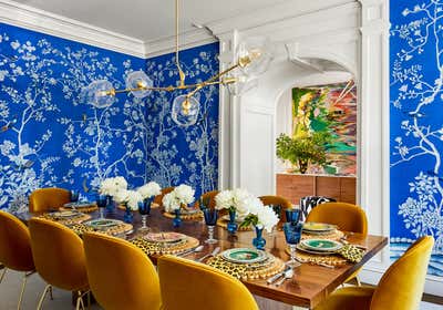 Modern Family Home Dining Room. Manhasset Home by Hilary Matt Interiors.
