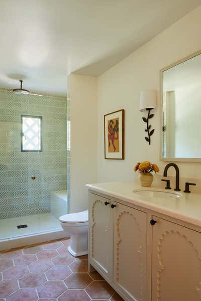  Mediterranean Country House Bathroom. Hedgerow Montecito by Burnham Design.