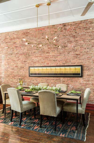  Mid-Century Modern Eclectic Dining Room. Tribeca Family Loft Updated Into Colorful, Airy Respite For One by Village West Design.