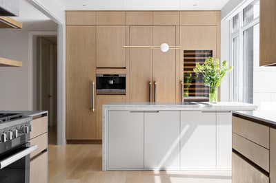  Mid-Century Modern Transitional Apartment Kitchen. Tribeca Waterfront Apartment by Workshop APD.