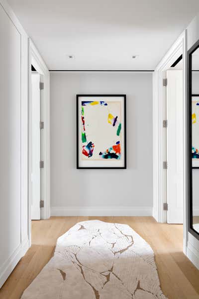  Mid-Century Modern Transitional Apartment Entry and Hall. Tribeca Waterfront Apartment by Workshop APD.